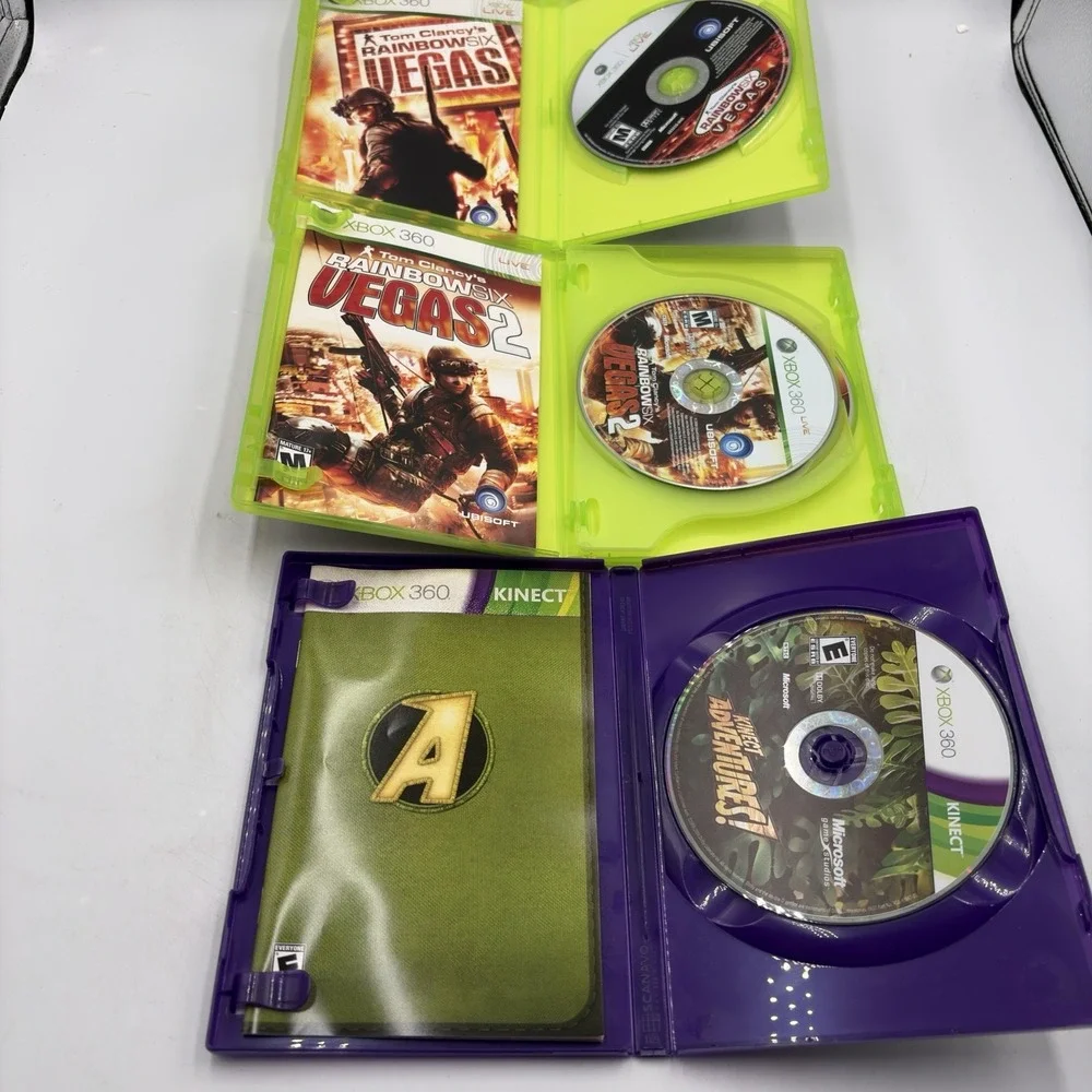 3 Xbox 360 Games Kinect Adventures Tom Clancy Rainbow Six Vegas & Rainbow Six 2